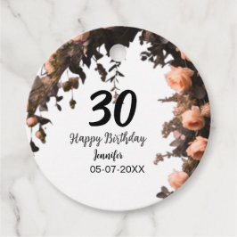 Rosa rosa Vintage Blume moderne 30. Geburtstag Geschenkanhänger