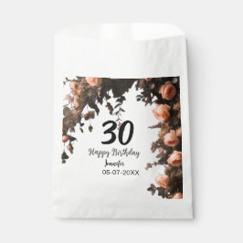 Rosa rosa Vintage Blume moderne 30. Geburtstag Geschenktütchen