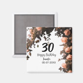 Rosa rosa Vintage Blume moderne 30. Geburtstag Magnet (Vorderseite/Rückseite)