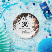 Rosa rosa Vintage Blume moderne 30. Geburtstag Pappteller (Party)