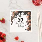 Rosa rosa Vintage Blume moderne 30. Geburtstag Serviette (Beispiel)