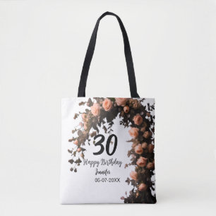 Rosa rosa Vintage Blume moderne 30. Geburtstag Tasche