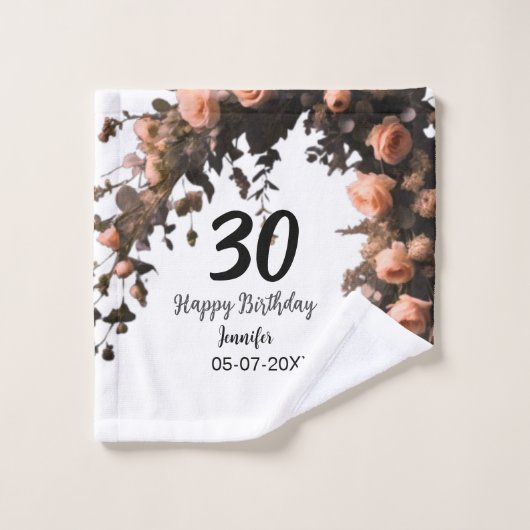 Rosa rosa Vintage Blume moderne 30. Geburtstag Waschlappen (Waschlappen)