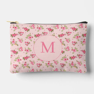 Rosa Rosa Vintage Blütenmonogramm Zubehörtasche