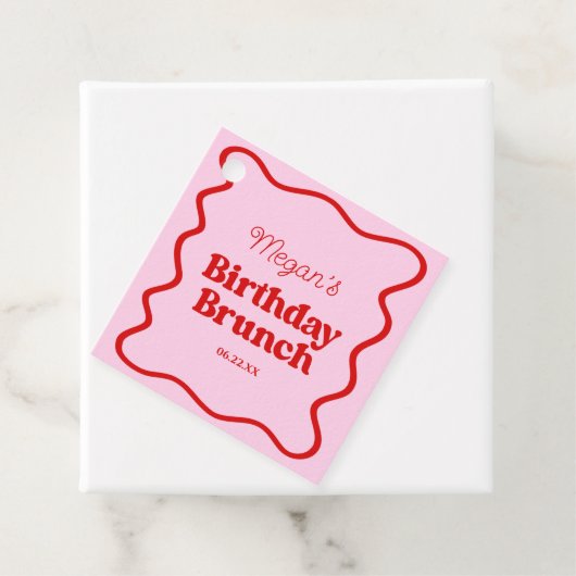 Rosa Rosa Wavy Border Birthday Brunch Party Geschenkanhänger (Beispiel)