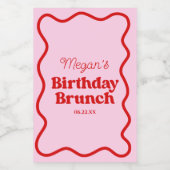 Rosa Rosa Wavy Border Birthday Brunch Party Mini Weinetikett (Einzelnes Label)