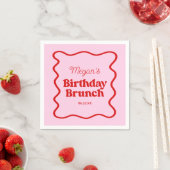 Rosa Rosa Wavy Border Birthday Brunch Party Serviette (Beispiel)