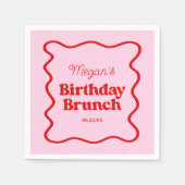 Rosa Rosa Wavy Border Birthday Brunch Party Serviette (Vorderseite)