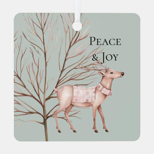 Rosa Rosa Weihnachten Ornament Aus Metall (Rückseite)