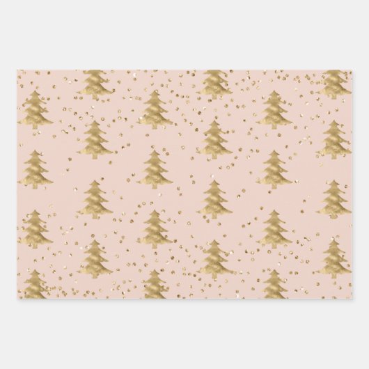 Rosa Rosa Weihnachtsbaum Bellinzona Geschenkpapier Set (Vorderseite)