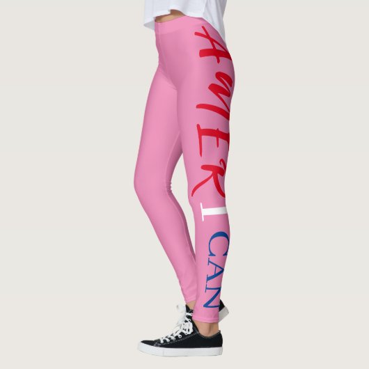 Rosa Rosa Weiß Blaue Schwarze Frauen Afrikas Ameri Leggings (Links)