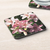 Rosa, Rosa-weiße asiatische Lilien Getränkeuntersetzer (Linke Seite)