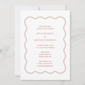 Rosa, rosa, wellige Grenze Moderne Retro Probe Mit Einladung (Vorderseite)