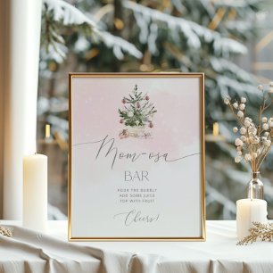 Rosa Rosa Winterweihnachtsbaum Mama-osa-Bar Poster