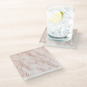 Rosa Rosa Zebra-Druck Glasuntersetzer (Schrägansicht)