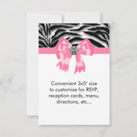 Rosa Rosa Zebra UAWG Template RSVP Karte (Rückseite)
