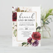 Rosa, rosafarbener Brunch mit blauer Bordeaux und  Einladung (Stehend Vorderseite)