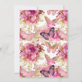 Rosa Rose 16 . Geburtstag Monogram Einladung (Rückseite)