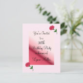 Rosa Rose 30. Geburtstag Einladung (Stehend Vorderseite)