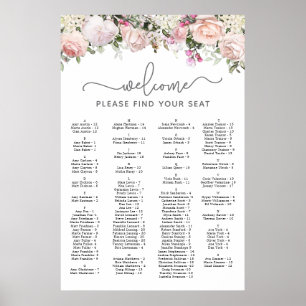Rosa Rose Alphabetisches Quinceanera Seekarte Poster