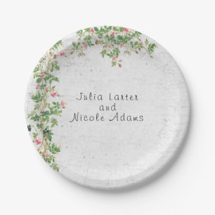 Rosa Rose Alte Wand Vintage Stilzeitschrift Hochze Pappteller