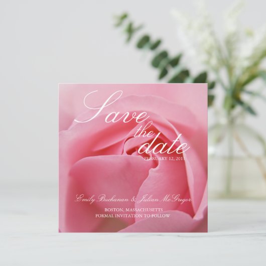 Rosa Rose Ankündigung Datum freihalten (Stehend Vorderseite)