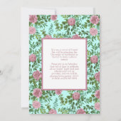 Rosa Rose Aquamarin Aqua Foto Abschluss Ankündigun Einladung (Rückseite)