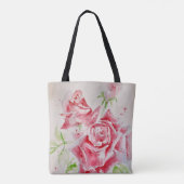 Rosa Rose Aquarell Blume Florenz Tasche (Rückseite)