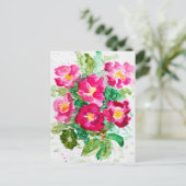 Rosa Rose Aquarell Blumenstrauß Feiertagspostkarte (Stehend Vorderseite)
