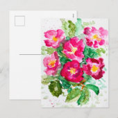 Rosa Rose Aquarell Blumenstrauß Feiertagspostkarte (Vorne/Hinten)