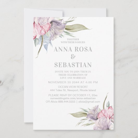*~* Rosa Rose AR15 WEDDING RSVP + Einladung (Vorderseite)