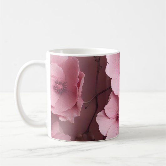 Rosa Rose Ästhetisches Blumenmuster Kaffeetasse (Links)
