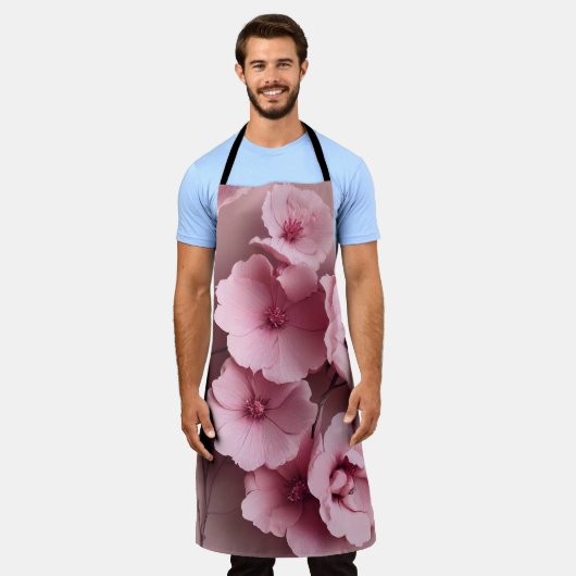 Rosa Rose Ästhetisches Blumenmuster Schürze (Getragen)