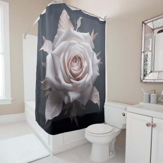 Rosa Rose auf dunklem Hintergrund Duschvorhang (Beispiel)