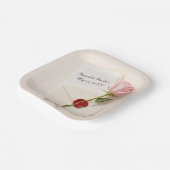 Rosa Rose auf Hochzeitsgeschirr mit Wachs-Siegel Pappteller (Gewinkelt)