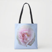 Rosa Rose auf Personalisiert blauer Tasche (Vorderseite)