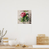 Rosa Rose auf rustikalem Holzpaneel Poster (Küche)