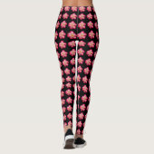 Rosa Rose auf schwarzem Blumenmuster Leggings (Rückseite)
