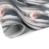 Rosa Rose auf Vintagem Klavier Geschenkpapier (Rolleneckpunkt)