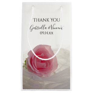 Rosa Rose auf Weiß Hochzeit Danke Kleine Geschenktüte