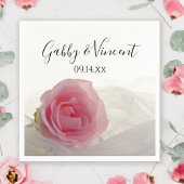 Rosa Rose auf weißer Hochzeit Serviette