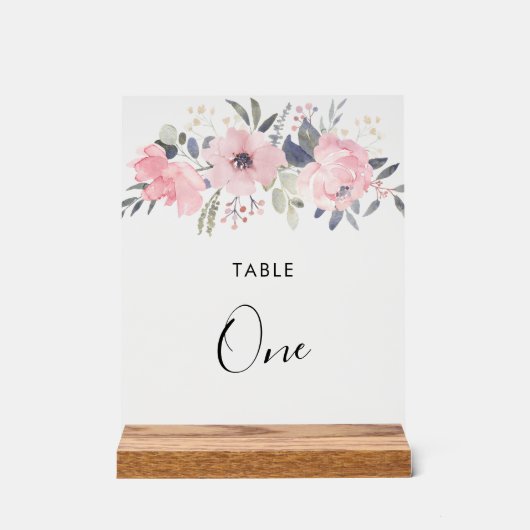 Rosa Rose aus der Blüte Rustikale Foliage Tischnum Acrylschild (Vorderseite)