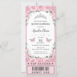 Rosa Rose aus Flora Quinceañera Sweet 16 VIP Ticke Einladung