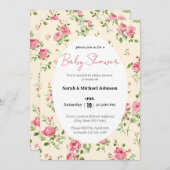 Rosa Rose Baby Dusche Einladung (Vorne/Hinten)