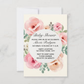 Rosa Rose Baby Dusche Einladung (Vorderseite)