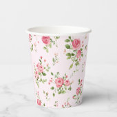 Rosa Rose Baby Dusche Pappbecher (Rückseite)