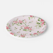 Rosa Rose Baby Dusche Pappteller (Schrägansicht)