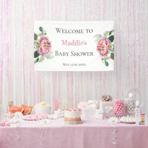 Rosa Rose   Babydusche Begrüßung Banner