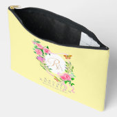 Rosa Rose Band Monogram Creme Druckknopfbeutel Zubehörtasche (Offen)