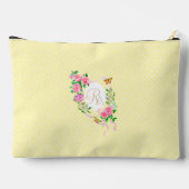 Rosa Rose Band Monogram Creme Druckknopfbeutel Zubehörtasche (Rückseite)